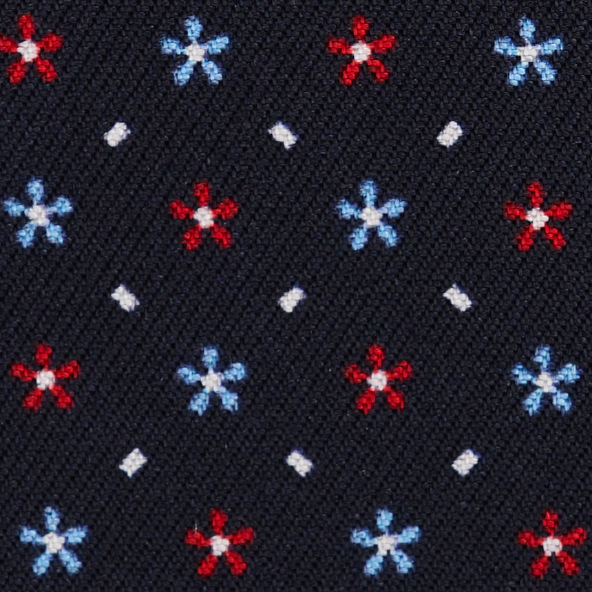 DARK BLUE LEATHER AND SILK CREDIT CARD HOLDER