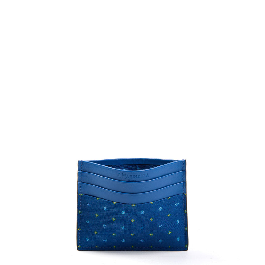 PORTACARTE DI CREDITO SETA E PELLE BLUETTE