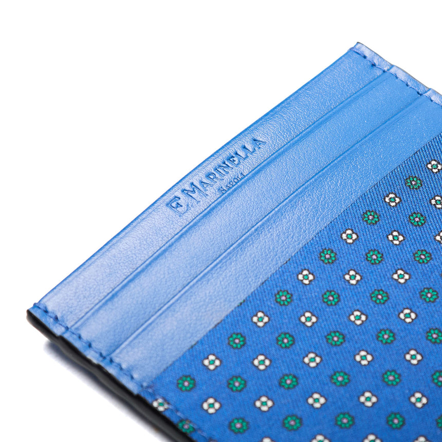 PORTACARTE DI CREDITO SETA E PELLE BLUETTE