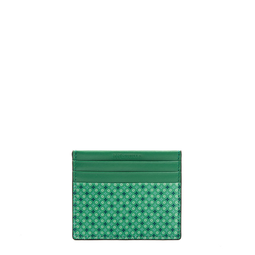 PORTACARTE DI CREDITO SETA E PELLE VERDE CHIARO