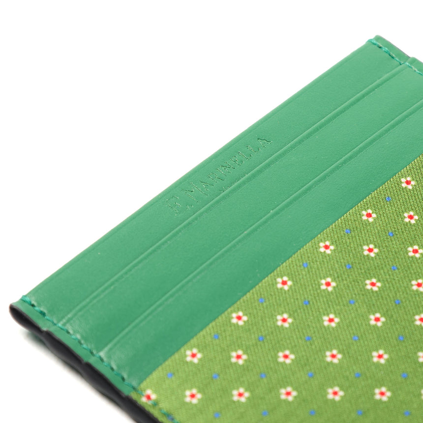 PORTACARTE DI CREDITO SETA E PELLE VERDE CHIARO