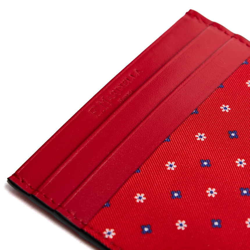 PORTACARTE DI CREDITO SETA E PELLE ROSSO