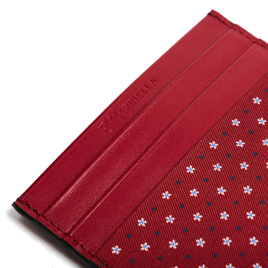 PORTACARTE DI CREDITO SETA E PELLE BORDEAUX