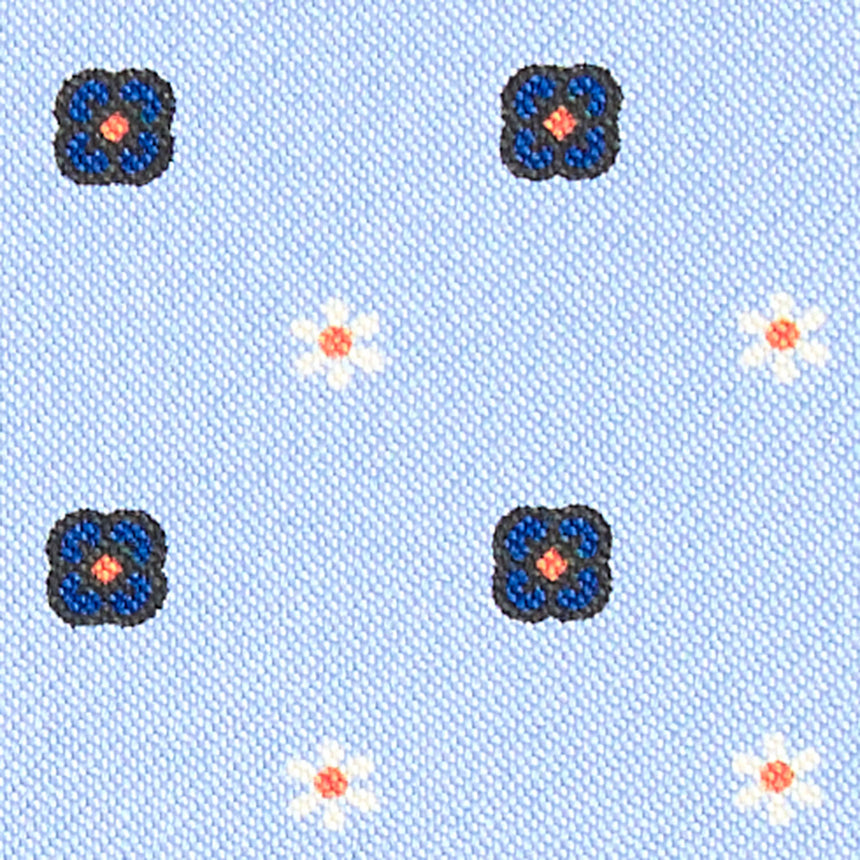 LIGHT BLUE LEATHER AND SILK CREDIT CARD HOLDER