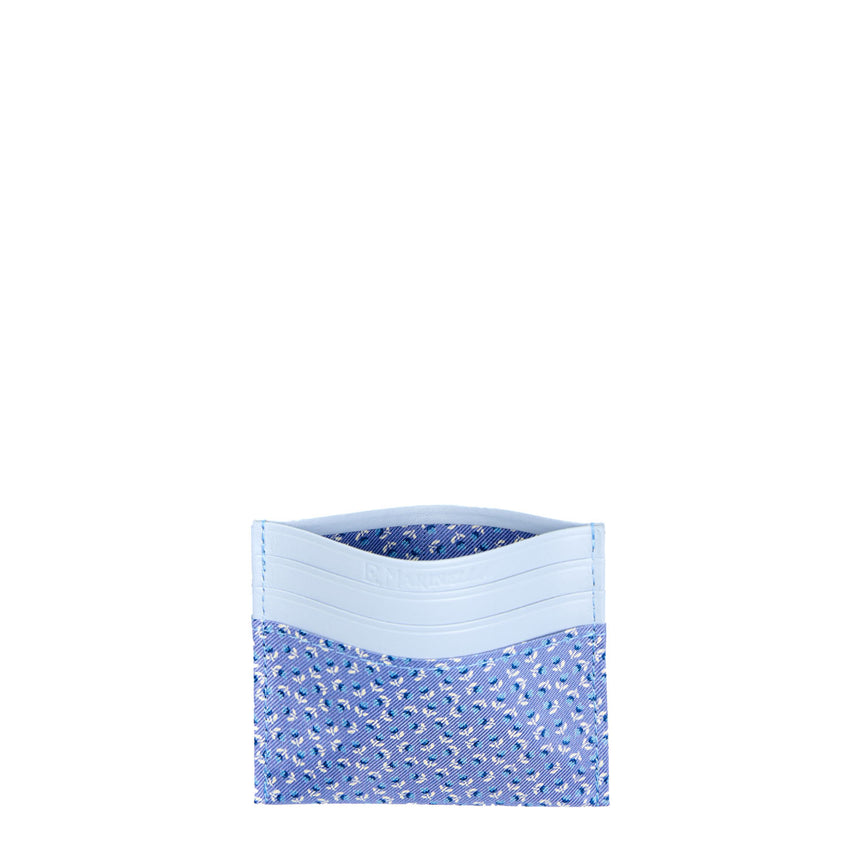 PORTACARTE DI CREDITO SETA E PELLE AZZURRO