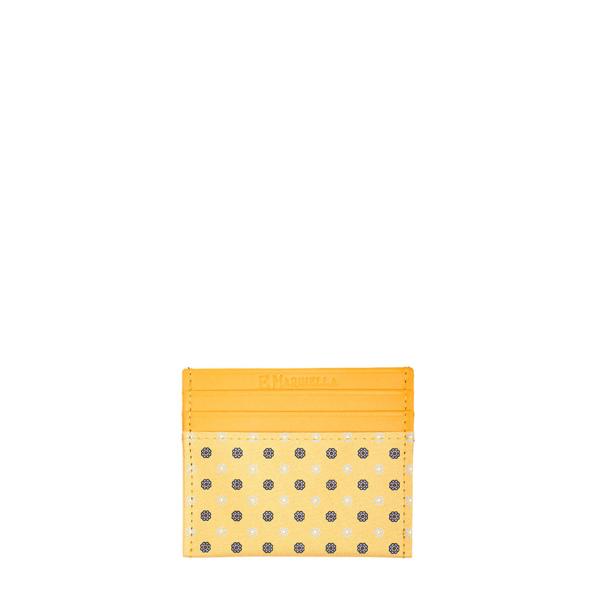 PORTACARTE DI CREDITO SETA E PELLE GIALLO