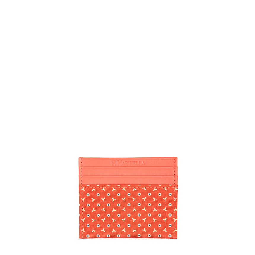 PORTACARTE DI CREDITO SETA E PELLE ARANCIONE