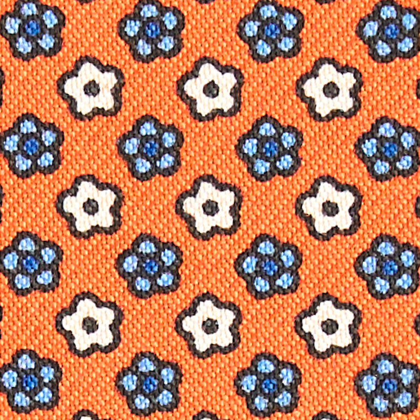 ORANGE LEATHER AND SILK CREDIT CARD HOLDER