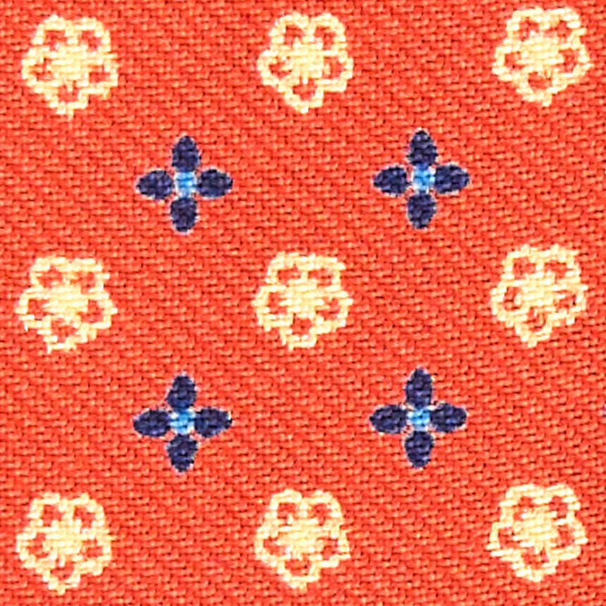 ORANGE LEATHER AND SILK CREDIT CARD HOLDER