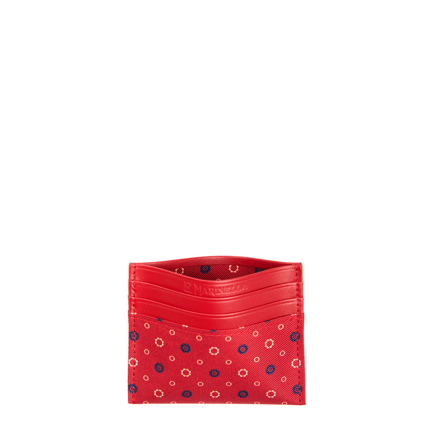 PORTACARTE DI CREDITO SETA E PELLE ROSSO