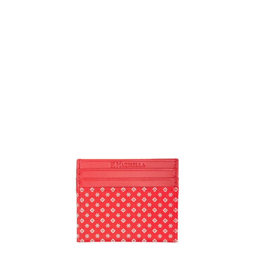RED LEATHER AND SILK CREDIT CARD HOLDER
