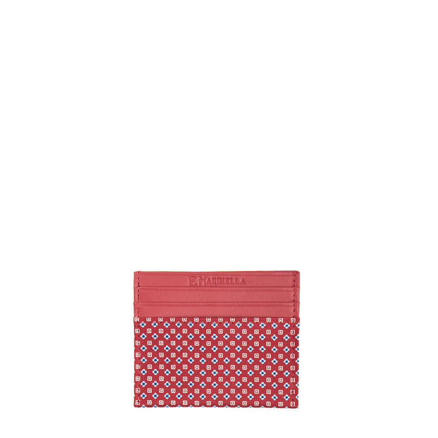 PORTACARTE DI CREDITO SETA E PELLE BORDEAUX