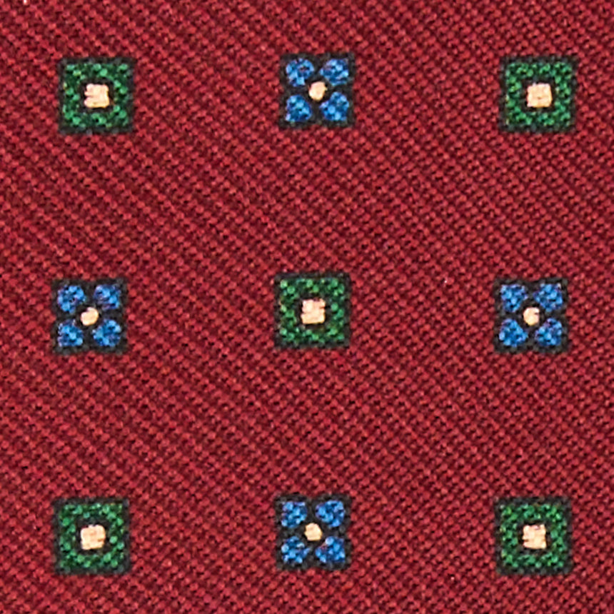 BURGUNDY LEATHER AND SILK CREDIT CARD HOLDER