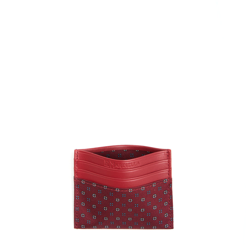 PORTACARTE DI CREDITO SETA E PELLE BORDEAUX