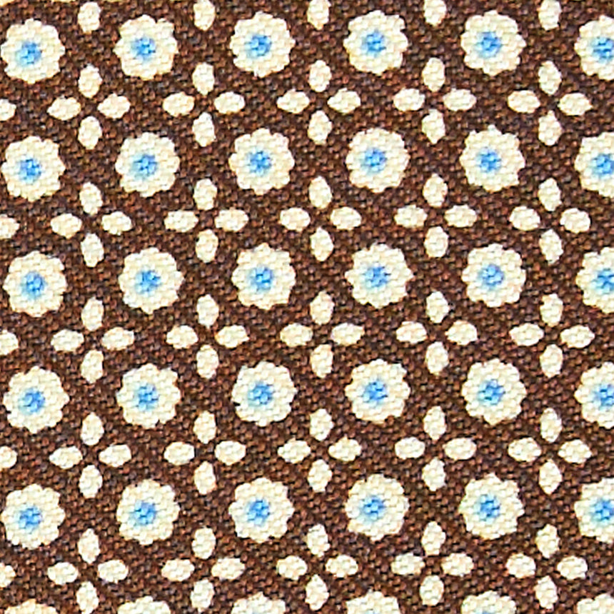 DARK BROWN LEATHER AND SILK CREDIT CARD HOLDER