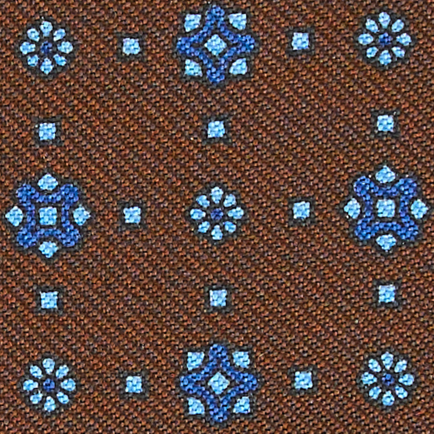 DARK BROWN LEATHER AND SILK CREDIT CARD HOLDER