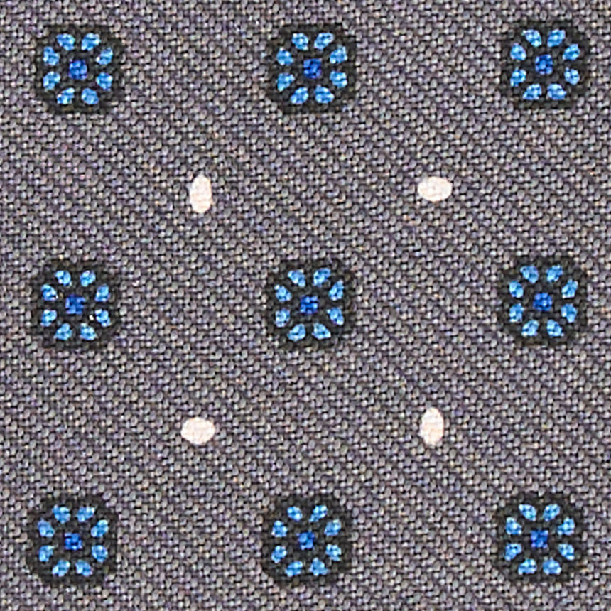 DARK GREY LEATHER AND SILK CREDIT CARD HOLDER