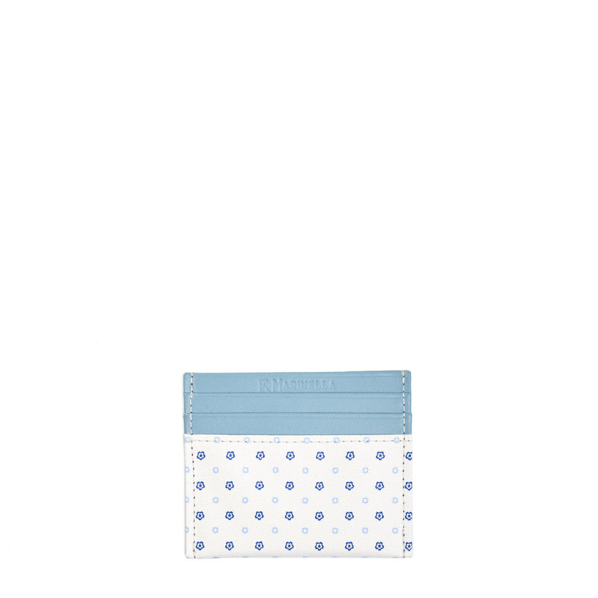 PORTACARTE DI CREDITO SETA E PELLE BIANCO