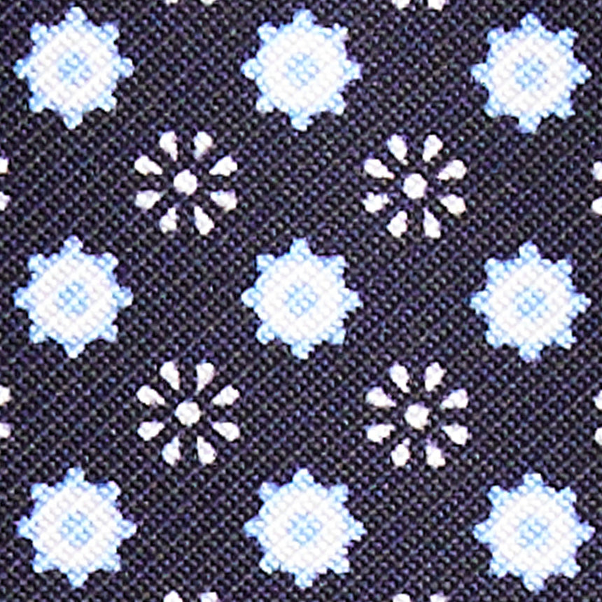 DARK BLUE LEATHER AND SILK CREDIT CARD HOLDER