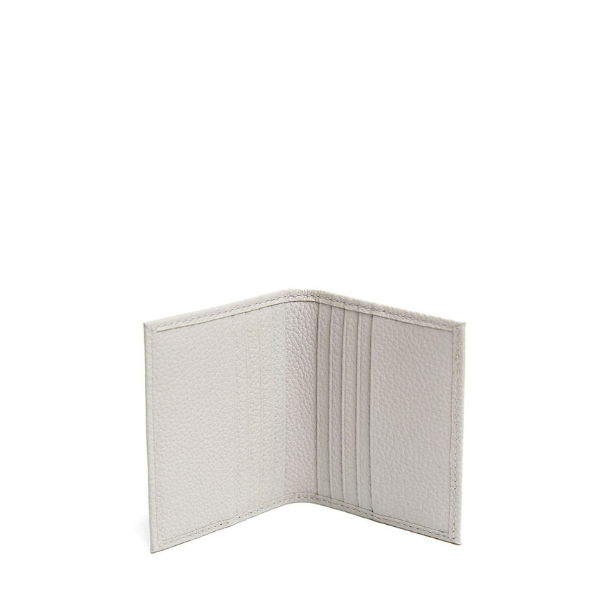 GREY LEATHER SOLID COLOR FOLDING CARD HOLDER