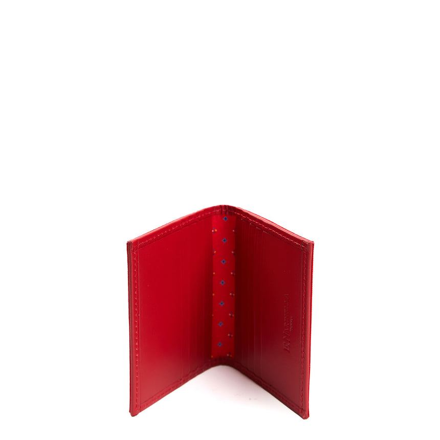 PORTACARTE PIEGHEVOLE IN SETA PELLE ROSSO