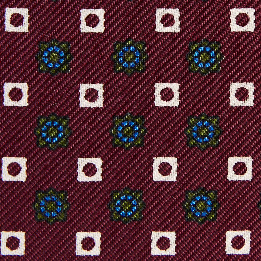 BURGUNDY SILK AND LEATHER FOLDING CARD HOLDER