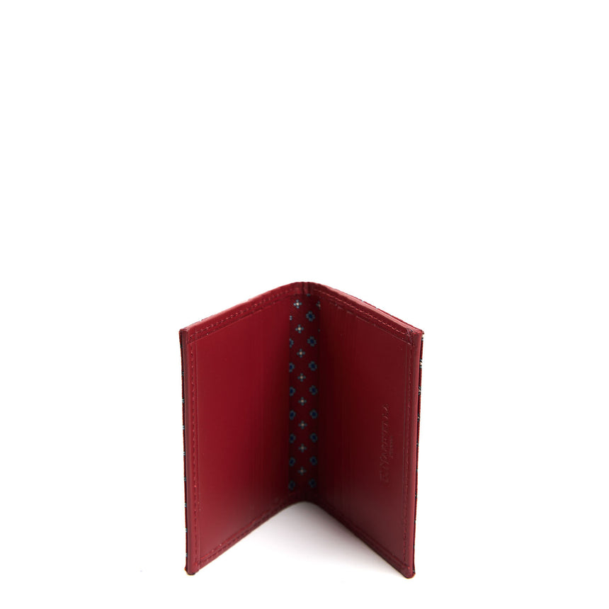 PORTACARTE PIEGHEVOLE IN SETA PELLE BORDEAUX