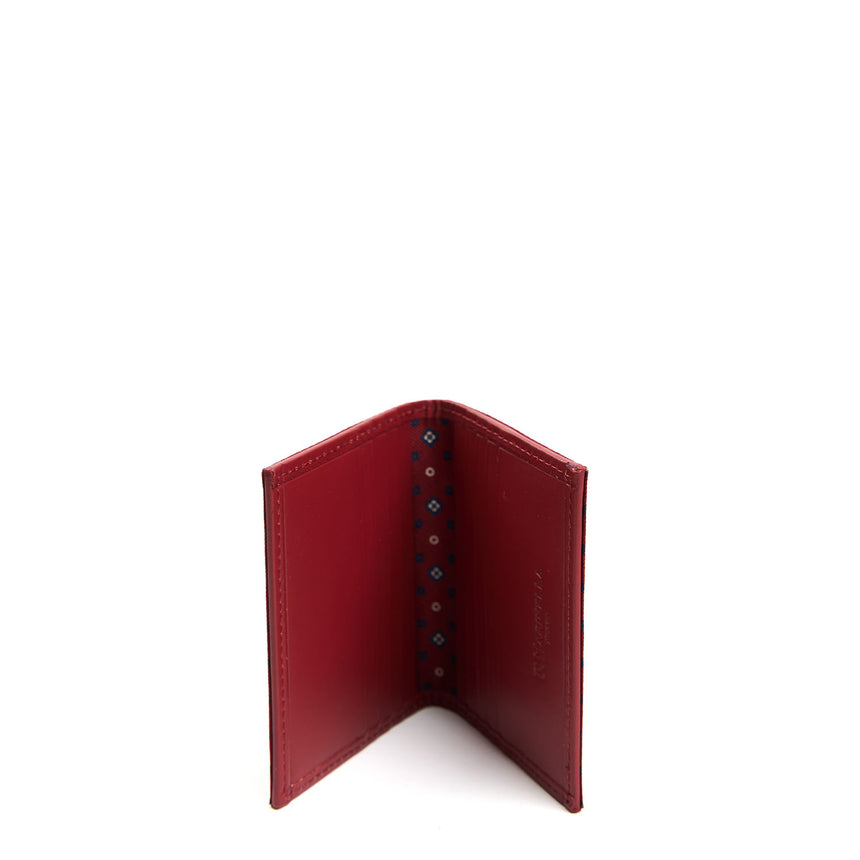 PORTACARTE PIEGHEVOLE IN SETA PELLE BORDEAUX