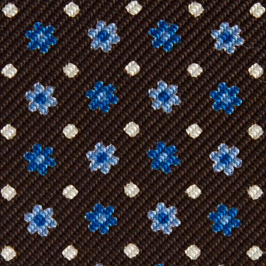 DARK BROWN SILK AND LEATHER FOLDING CARD HOLDER