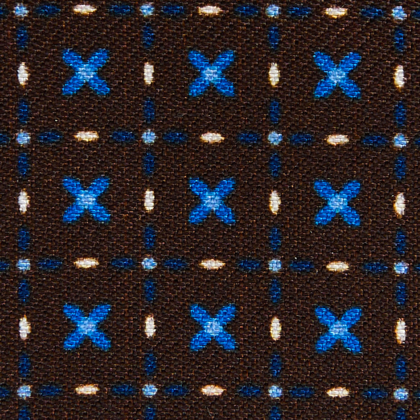 DARK BROWN SILK AND LEATHER FOLDING CARD HOLDER