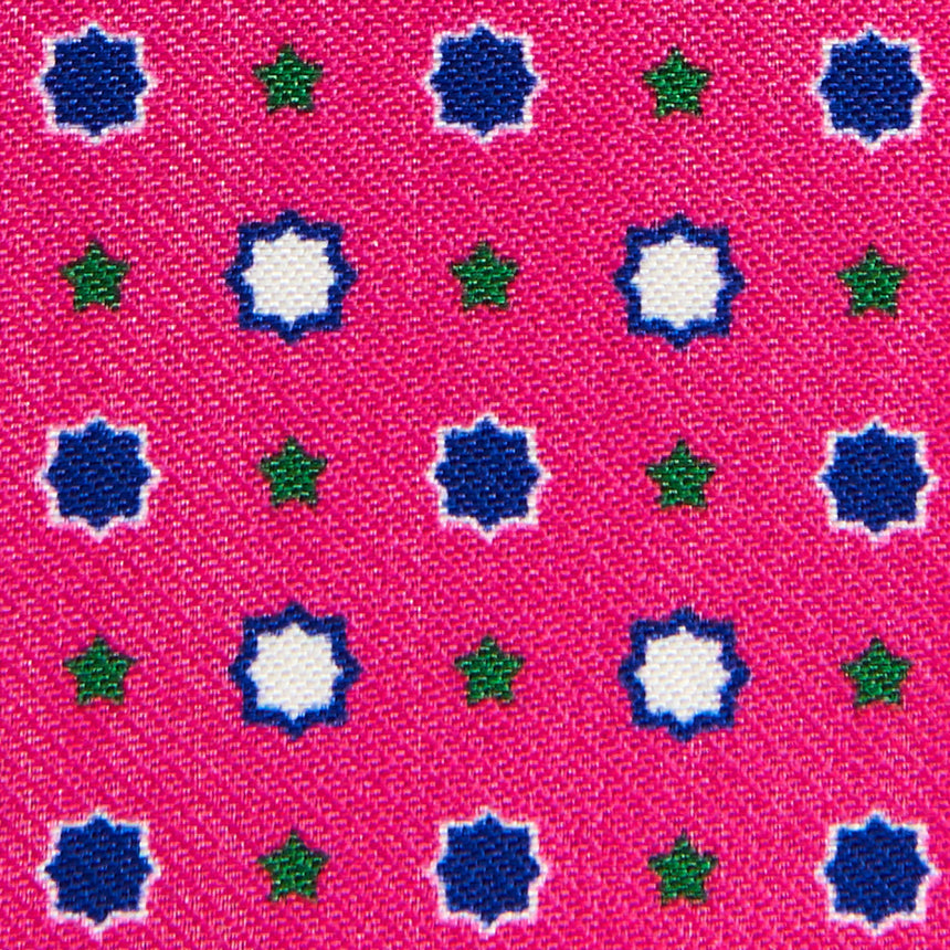 FUCSIA SILK AND LEATHER FOLDING CARD HOLDER