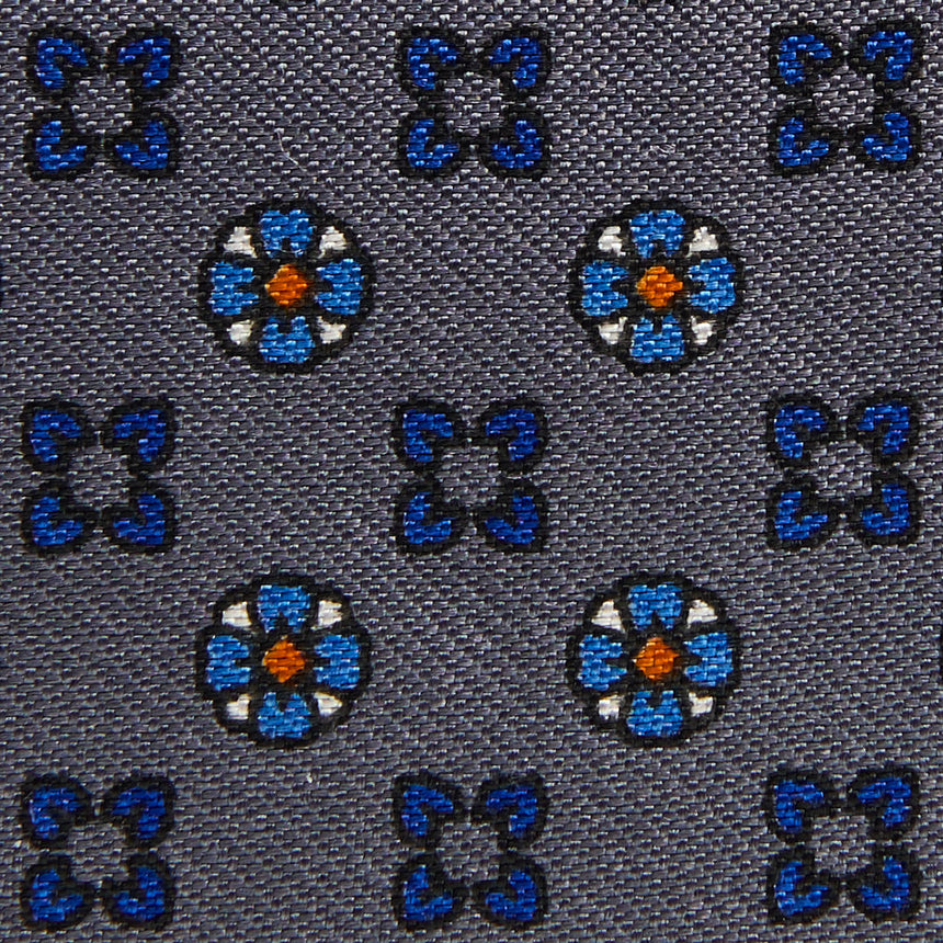 DARK GREY SILK AND LEATHER FOLDING CARD HOLDER