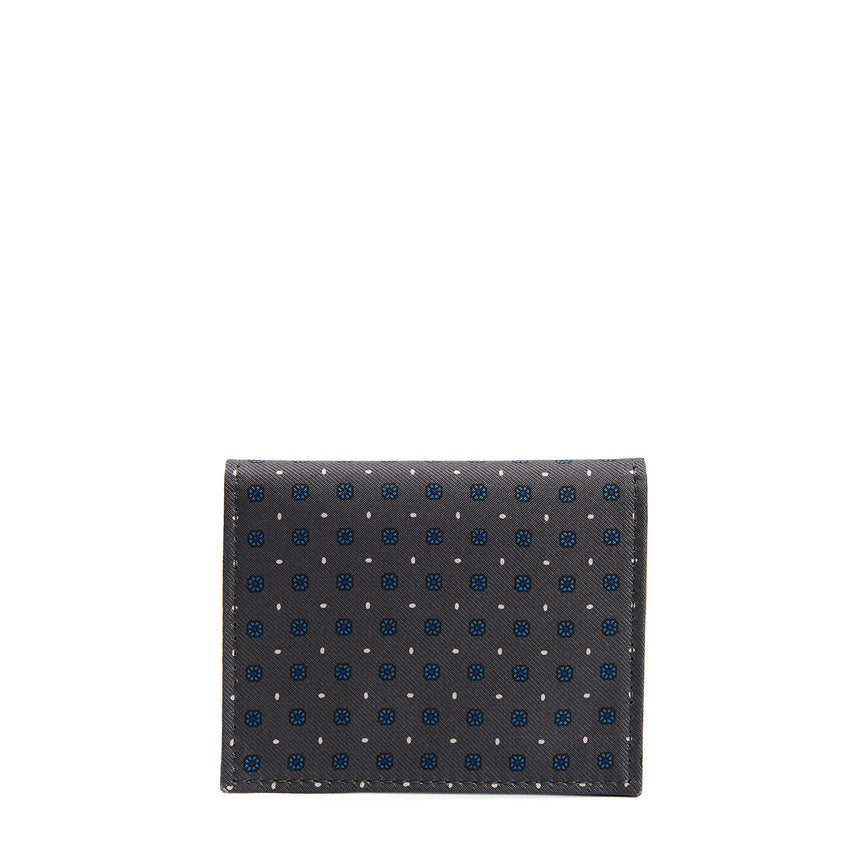 PORTACARTE PIEGHEVOLE IN SETA PELLE GRIGIO SCURO