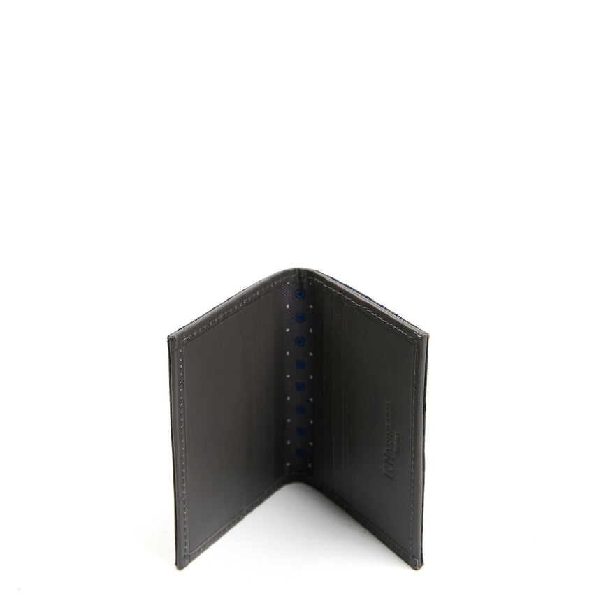 PORTACARTE PIEGHEVOLE IN SETA PELLE GRIGIO SCURO