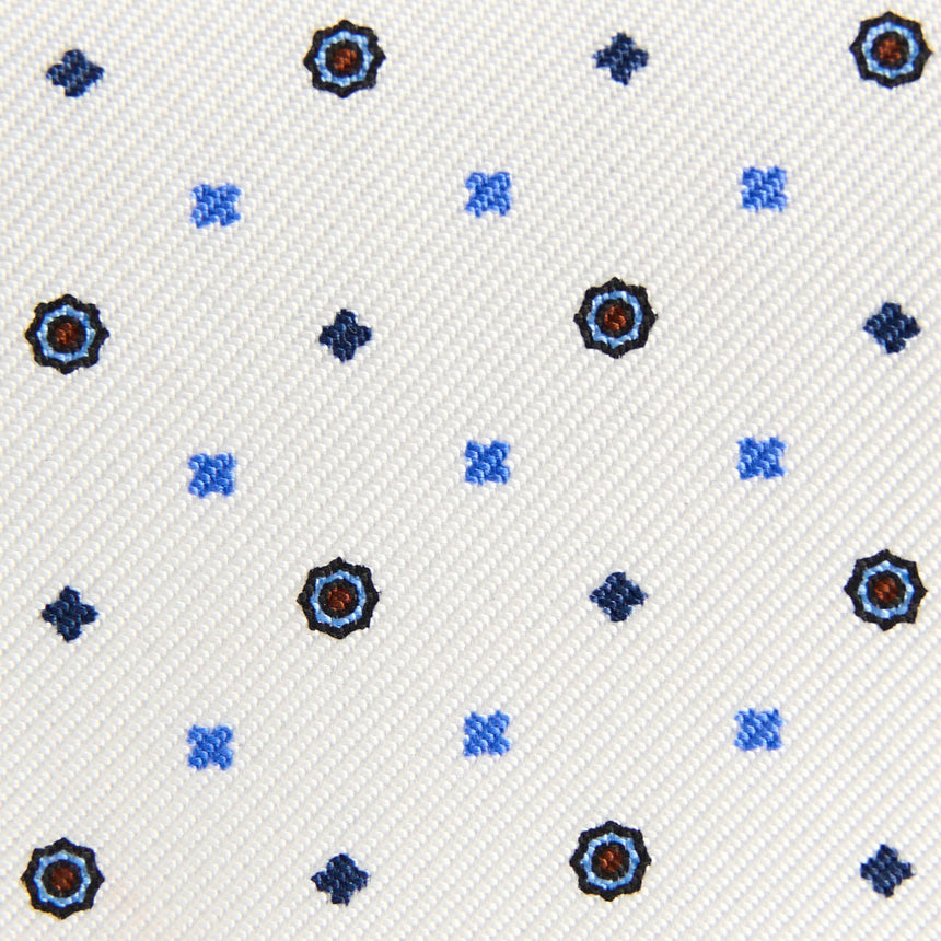 WHITE SILK AND LEATHER FOLDING CARD HOLDER