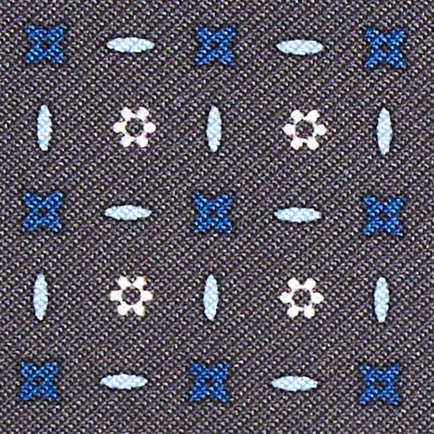 GREY LEATHER AND SILK FOLDING CARD HOLDER