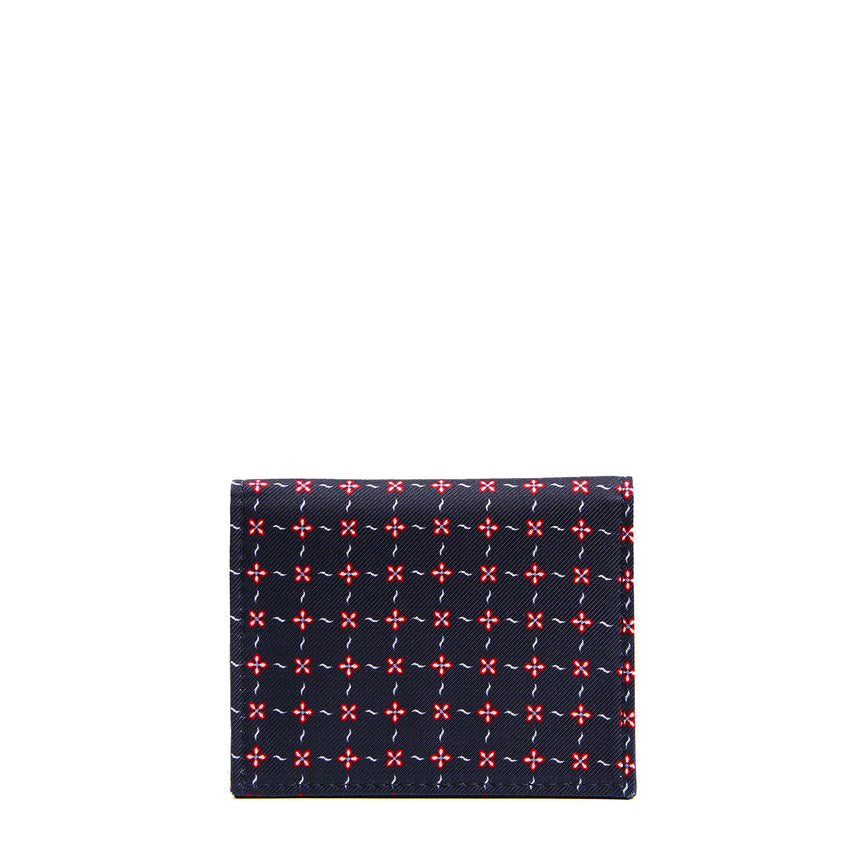 PORTACARTE PIEGHEVOLE IN SETA PELLE BLU SCURO