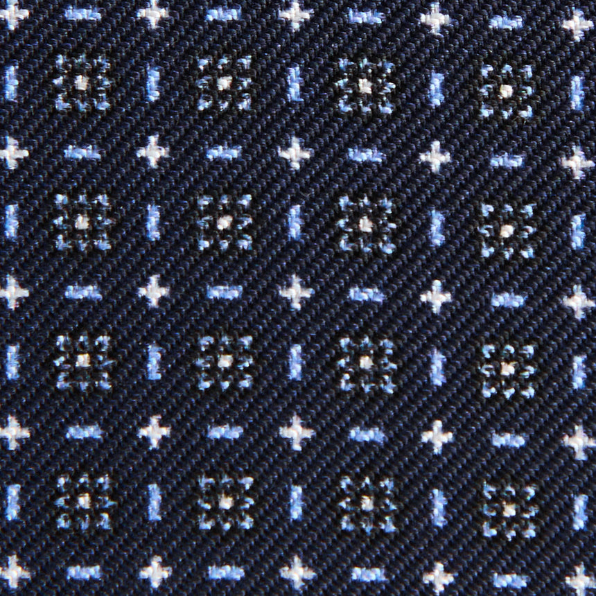 DARK BLUE SILK AND LEATHER FOLDING CARD HOLDER