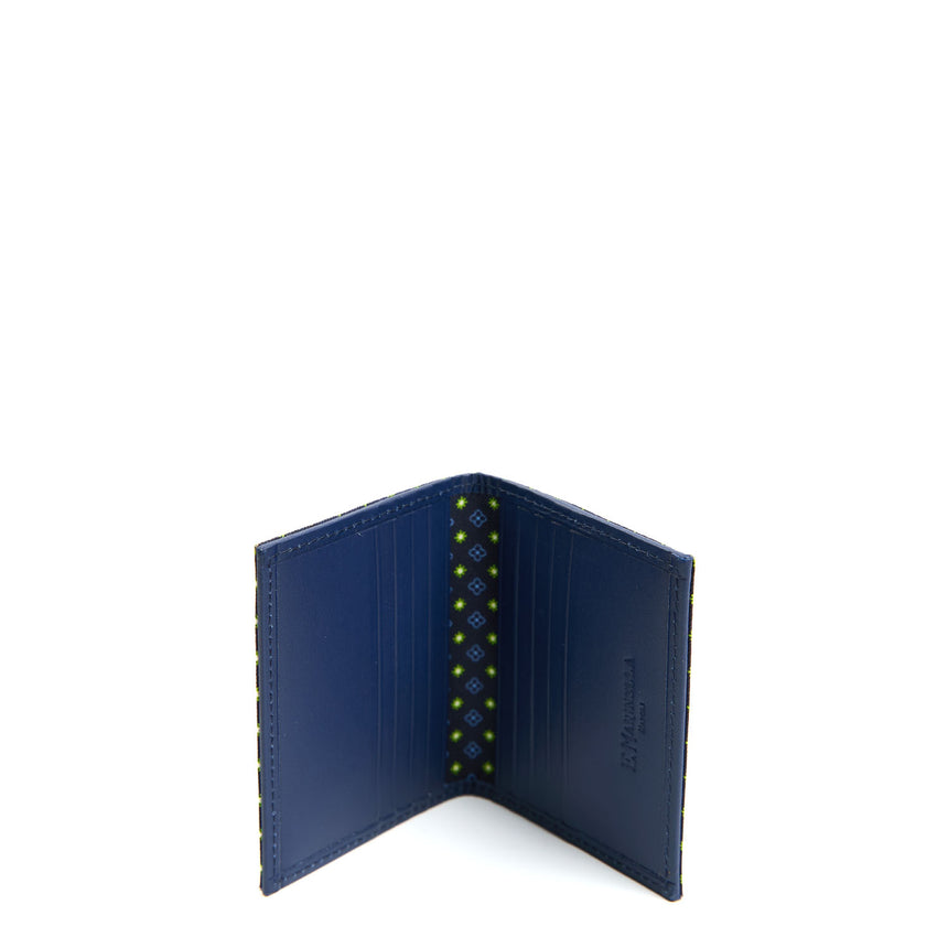 PORTACARTE PIEGHEVOLE IN SETA PELLE BLU SCURO