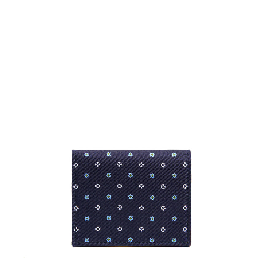 PORTACARTE PIEGHEVOLE IN SETA PELLE BLU SCURO