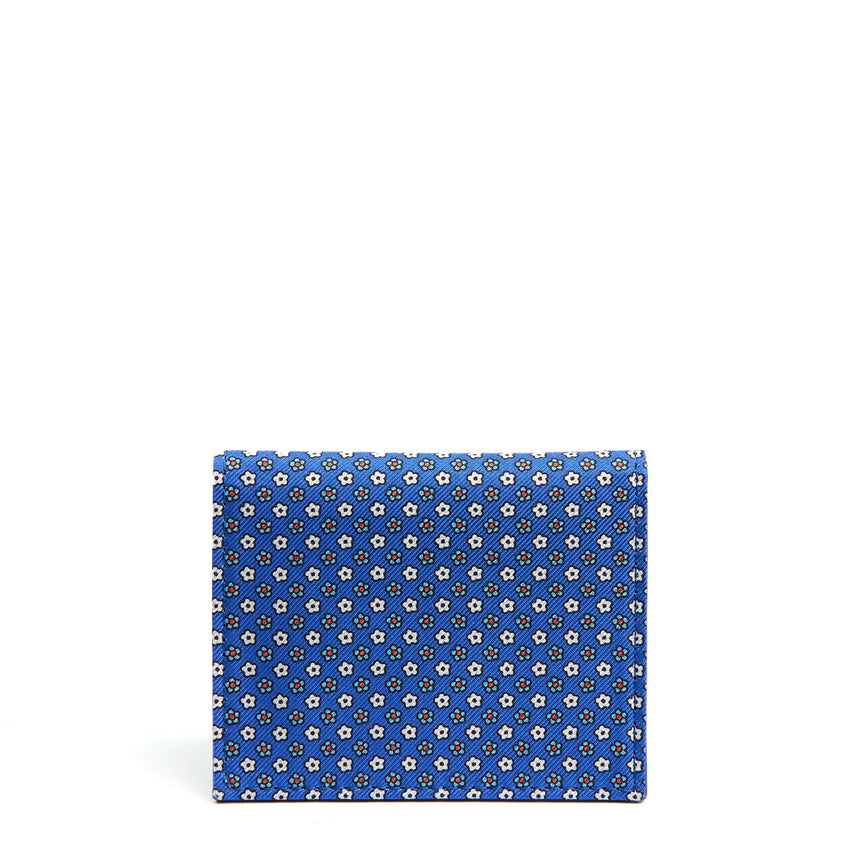 BLUETTE SILK AND LEATHER FOLDING CARD HOLDER