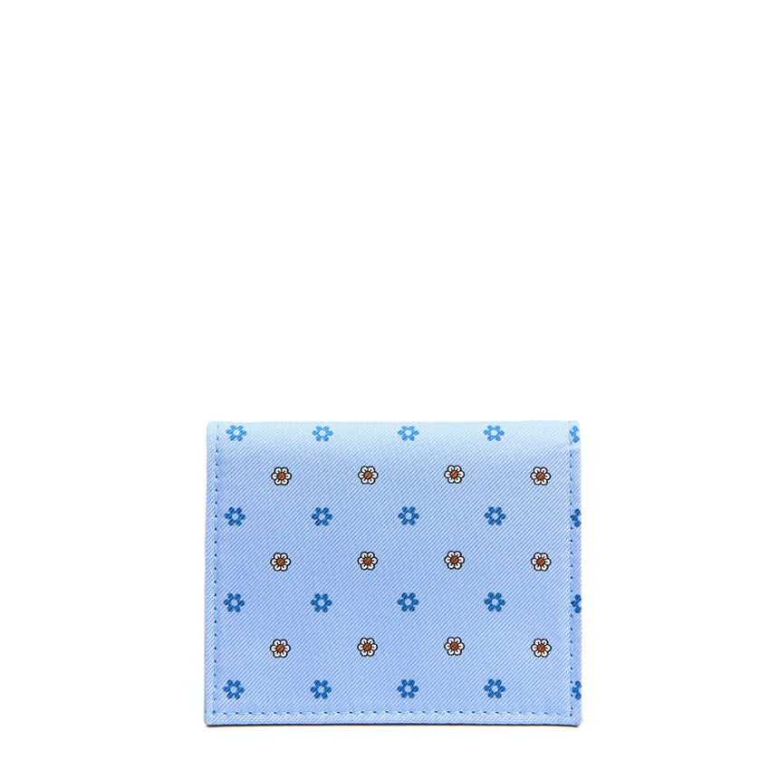 PORTACARTE PIEGHEVOLE IN SETA PELLE AZZURO