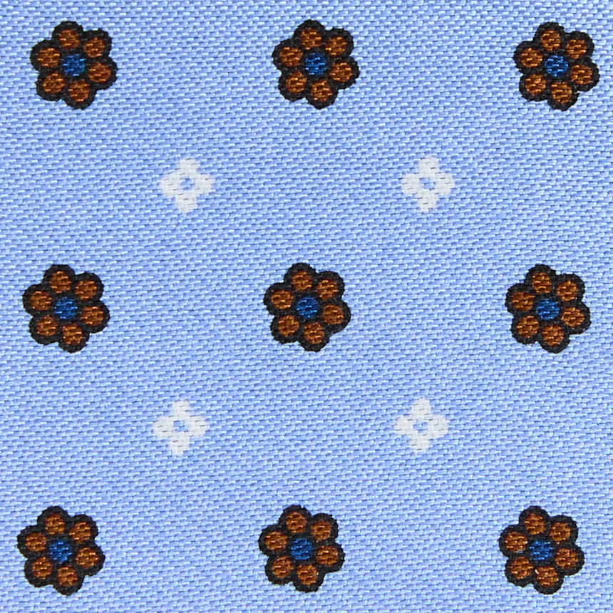 LIGHT BLUE SILK AND LEATHER FOLDING CARD HOLDER