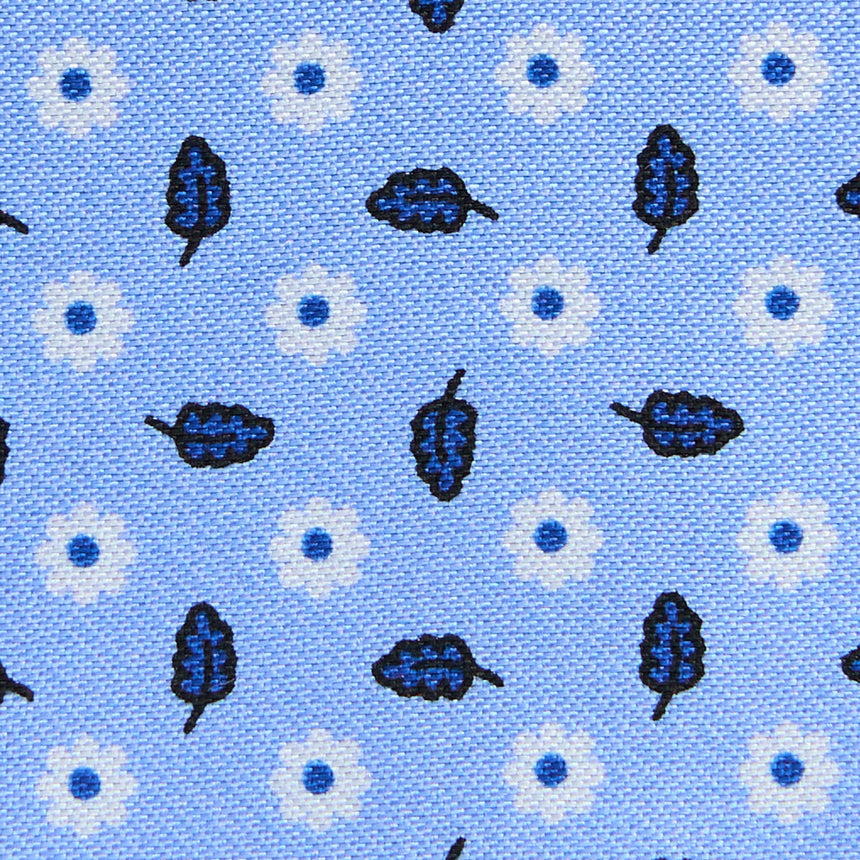 LIGHT BLUE SILK AND LEATHER FOLDING CARD HOLDER