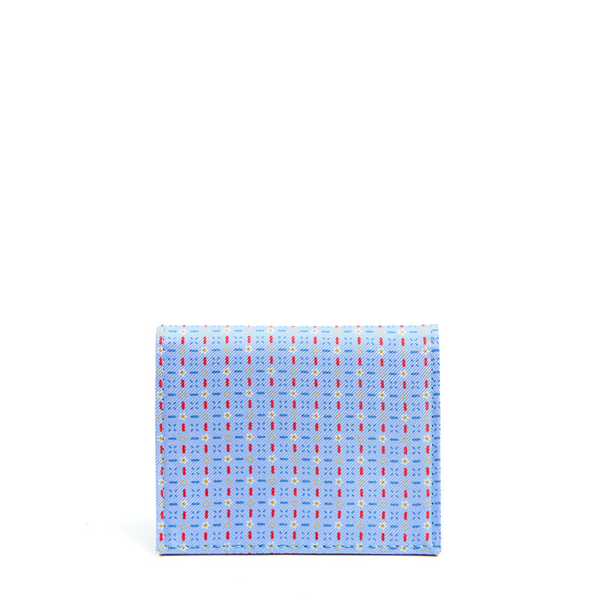 PORTACARTE PIEGHEVOLE IN SETA PELLE AZZURO