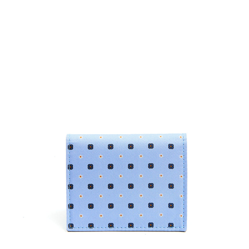 PORTACARTE PIEGHEVOLE IN SETA PELLE AZZURO