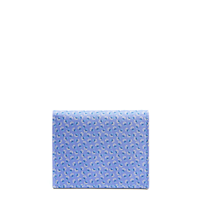 PORTACARTE PIEGHEVOLE IN SETA PELLE AZZURO