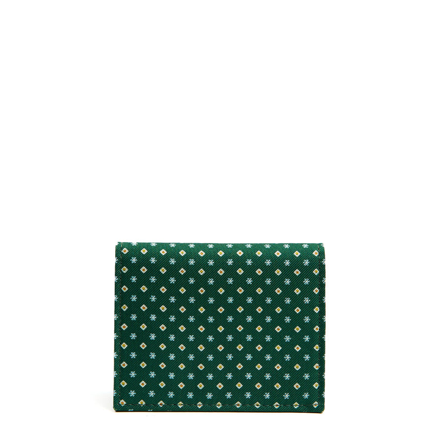 PORTACARTE PIEGHEVOLE IN SETA PELLE VERDE SCURO