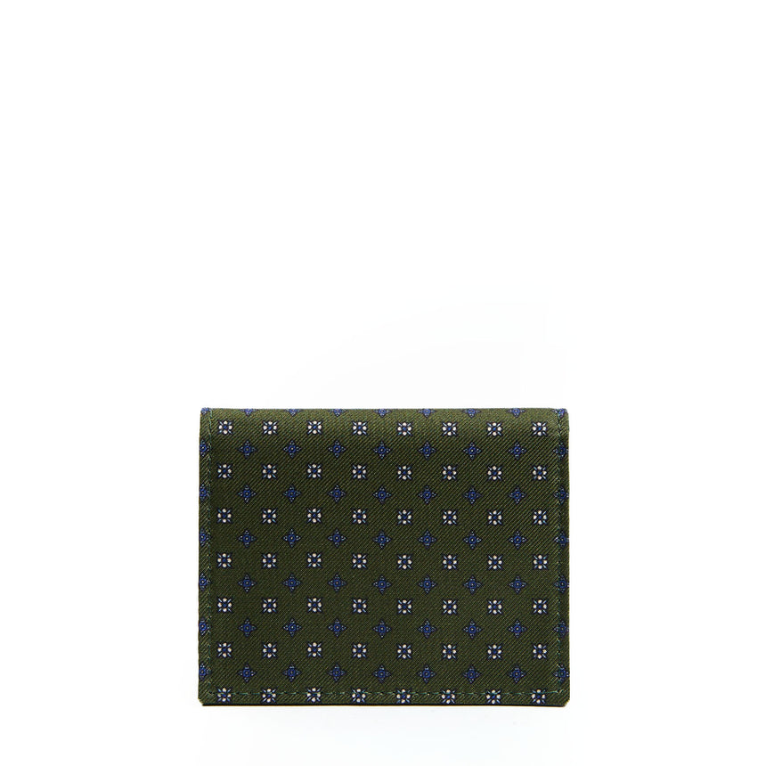 PORTACARTE PIEGHEVOLE IN SETA PELLE VERDE SCURO