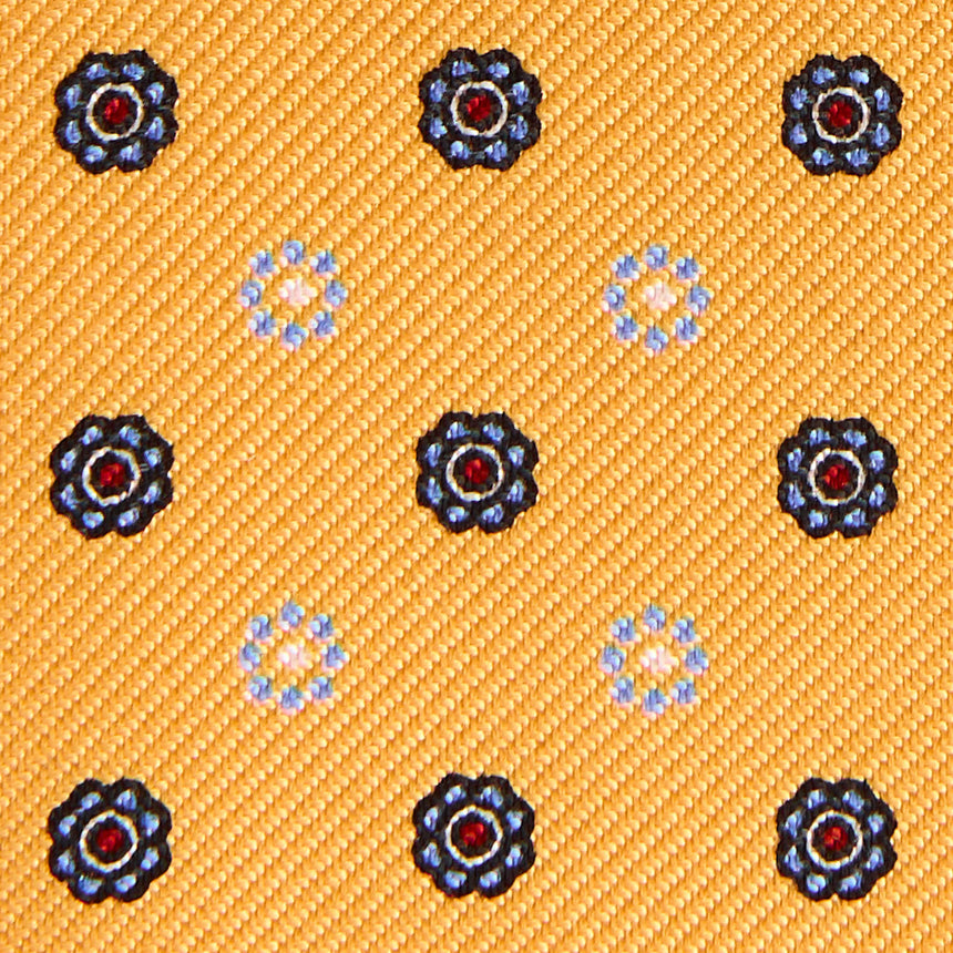 YELLOW SILK AND LEATHER FOLDING CARD HOLDER